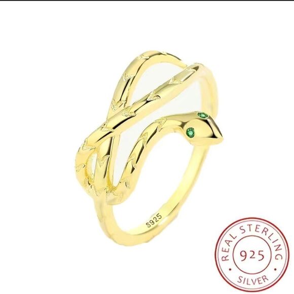 18kĀ overā925āSterlingāSilverāsnakeāRing - Picture 4 of 9